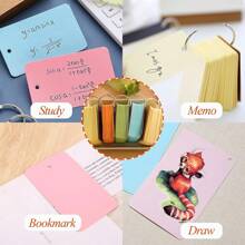 50 张/套白色索引卡带活页夹环，2.2 X 3.5 英寸空白抽认卡，牛皮纸抽认卡带活页夹环，适用于办公室、学校、书签、学习、食谱卡（白色） - 白色 - 查看 9