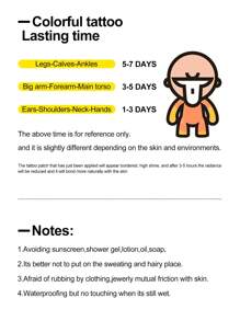 1 pieza pegatina de tatuaje con patrón de corazón impermeable para parejas - Negro - Ver 7