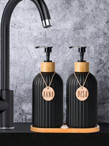 2 件字母图案乳液分配器家居浴室装饰秋季装饰返校季 - 黑色 - 查看 1