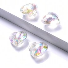 20入組12x19mm亞克力AB顏色透明珠子帶洞DIY首飾製作,心形