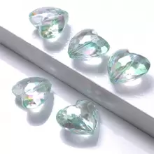 20入組12x19mm亞克力AB顏色透明珠子帶洞DIY首飾製作,心形