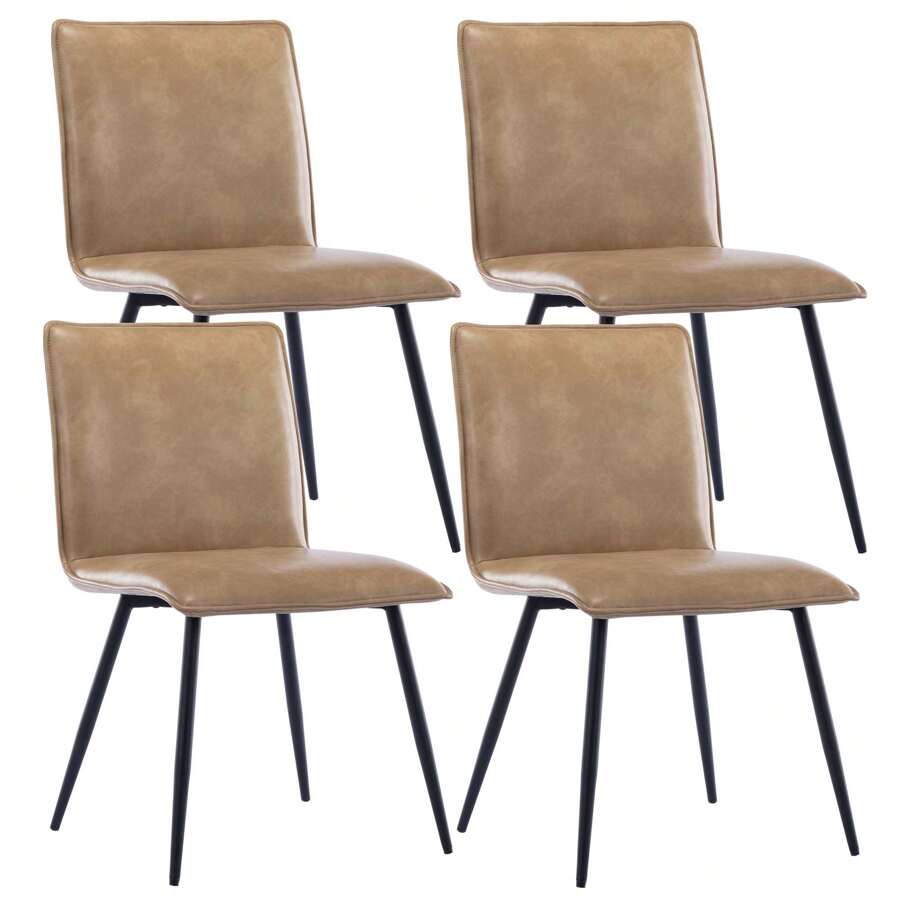 Set of 4 Minimalist Faux Leather Side Chairs for Dining Room