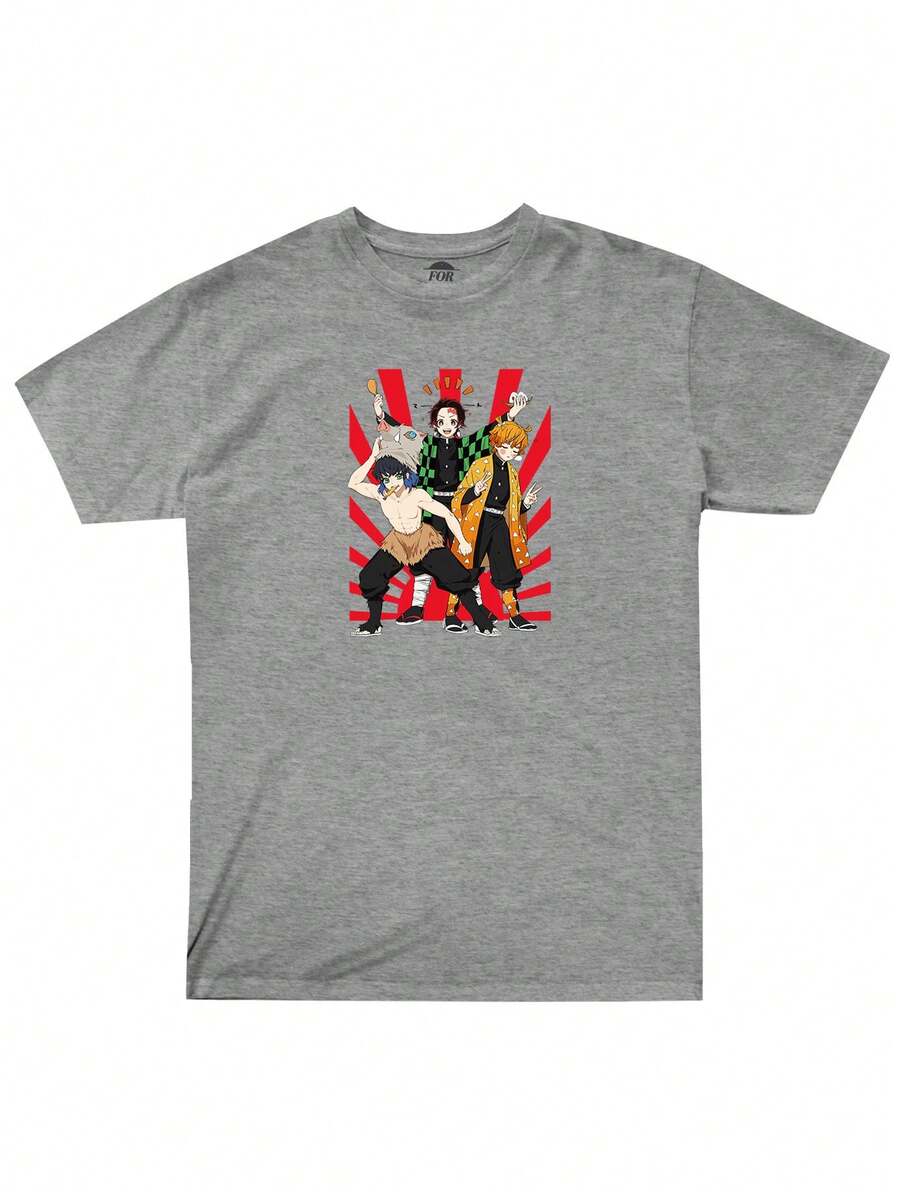 Camiseta Demon Masculina Fio30.1 Slayer Nekuzo Kimetsu No Yaiba - Cinza - Visão 1