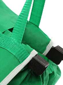 1個可重複使用的購物袋購物推車袋,購物推車用的購物袋,超市購物車購物袋,購物袋支架,購物袋架,超市購物車用購物袋,綠色無紡布手提袋,可摺疊的易於攜帶,可夾在購物車上