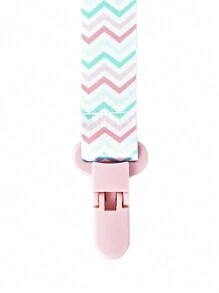 1条带锯齿夹的双面花卉图案奶嘴链，可打开的扣环设计，婴儿磨牙玩具挂绳，防丢绳，磨牙棒防掉落挂绳 - 彩色 - 查看 5