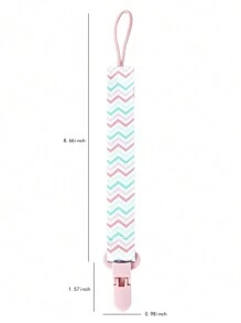 1条带锯齿夹的双面花卉图案奶嘴链，可打开的扣环设计，婴儿磨牙玩具挂绳，防丢绳，磨牙棒防掉落挂绳 - 彩色 - 查看 4