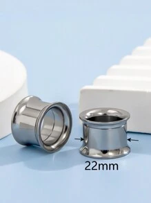 1pair Stainless Steel Color Detachable Double Flared Ear Tunnels Suitable For Women's Daily Wear