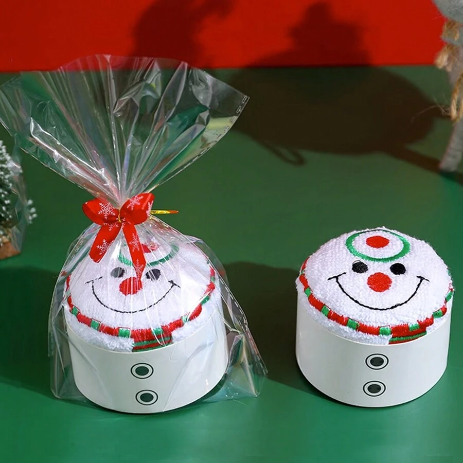 1入裝可愛聖誕樹、聖誕老公公和雪人形狀毛巾,是公司聖誕和新年派對的理想禮物,也適合朋友的禮物 - 白色 - 查看 1