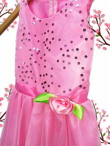 Vestido Rosa para Niñas con aplicación - Rosa - Ver 3