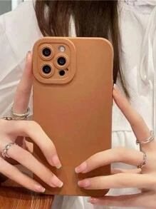 1pc Khaki-color Shockproof Phone Case With Camera Protection Compatible With Iphone