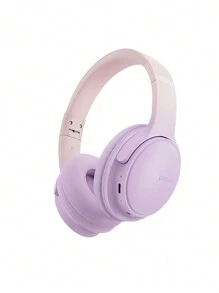 Picun Queen 無線耳機,帶麥克風的耳罩式耳機,可折疊且輕巧,支持tf/sd卡,可插上電腦或手機使用的有線模式 - 紫色 - 查看 2