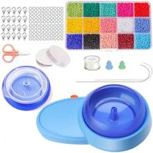 New Electric Diy Beading Machine Beaded Lacing Tool With Reverse & Forward Rotation For Beads & Tassels, 1 Set With 1 Box Of Approximately 7500pcs (2mm) Random 15 Colors Seed Beads, 3 Jewelry Threads, 2 Beading Needles, 2 Random Color Threaders, 1 Random Color Scissor, For Beginners To Make Jewelry - Multicolor - View 1