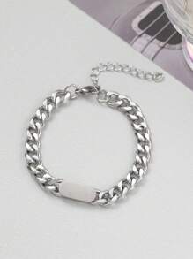 1入時尚的鈦鋼手鏈,高端且酷炫的男性配飾 - 銀色 - 查看 5