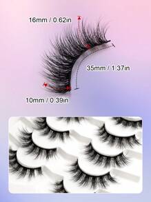 Asiteo 7 Pairs 5D Faux Mink Lashes Natural Volume Eyelash Dramatic False Eyelashes Natural Realistic Daily Eyelash Strip Lashes,Lashes,Eyelashes,Fake Lashes - Black - View 4