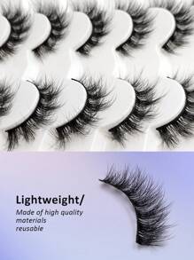 Asiteo 7 Pairs 5D Faux Mink Lashes Natural Volume Eyelash Dramatic False Eyelashes Natural Realistic Daily Eyelash Strip Lashes,Lashes,Eyelashes,Fake Lashes - Black - View 3