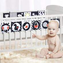 0-3歲嬰兒玩具早教防撕布書雙面鏡搞笑圖文可咬手工床頭嬰兒玩具 - 黑與白 - 查看 2