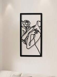 1 件簡約金屬牆壁藝術畫美麗的女人和玫瑰適合家居客廳臥室裝飾