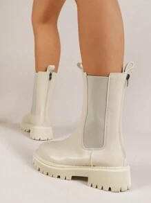 Nền tảng Giày ống Đối với phụ nữ , Phong cách ins Gầy Giày ống Ankle , Mới Giữa bắp chân Hiệp sỹ Giày ống Đối với phụ nữ , Đúng mốt Giày ống - trắng - Xem 5