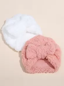 2入組秋冬新款兒童蝴蝶結設計保暖嬰兒帽子 - 彩色 - 查看 3