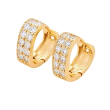 Aretes Corazón Mujer y Niña Arracadas Finas de Zirconia Oro Laminado Huggies de Moda - Dorado - Ver 4