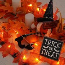 Autumn Decoration Light String For Halloween, Thanksgiving, Indoor & Outdoor Use, Autumn Harvest Themed, Glowing House And Maple Leaf String Light