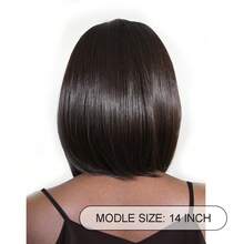 14 Inches Brown Bob Wig With Platinum Blonde Fringe Synthetic Headband - Brown - View 3