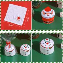 1入裝可愛聖誕樹、聖誕老公公和雪人形狀毛巾,是公司聖誕和新年派對的理想禮物,也適合朋友的禮物 - 白色 - 查看 4