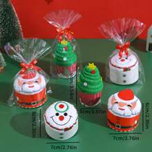 1入裝可愛聖誕樹、聖誕老公公和雪人形狀毛巾,是公司聖誕和新年派對的理想禮物,也適合朋友的禮物 - 白色 - 查看 6