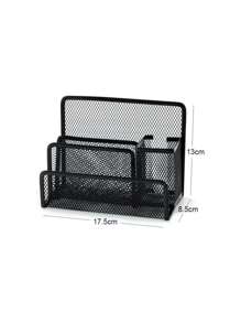 Organizador de escritorio de rejilla metálica, multifuncional, de gran capacidad para almacenamiento de artículos de papelería, sujetadores de bolígrafos, vuelta a clases, para oficina - Negro - Ver 2