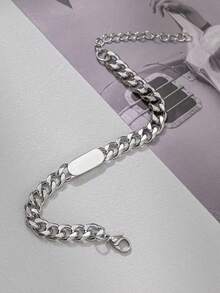 1入時尚的鈦鋼手鏈,高端且酷炫的男性配飾 - 銀色 - 查看 2