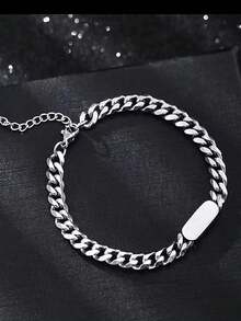 1入時尚的鈦鋼手鏈,高端且酷炫的男性配飾 - 銀色 - 查看 1