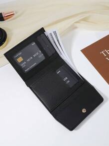 SOUTHLAND&KANGAROO 黑色字母时尚零钱包小号双折女士钱包迷你轻便简约时尚现代商务周年纪念情人节生日礼物情侣礼物女孩女士包学校用品学校宿舍和返校女士钱包钱包小钱包