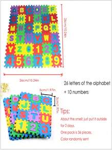 1pack 10pcs/36pcs 11.81in/1.97in/2.36in/2.76in mini Eva Foam puzzle mat Alphabet Letters Numbers Floor Mats, Children's Educational Early Learning Puzzle Game - Multicolor - View 8