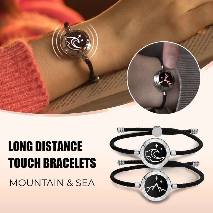 Totwoo Long Distance Touch Bracelet For Couples, Vibration & Light Up For Love Couples Bracelet | Long Distance Relationship Gifts For Girlfriend Bluetooth Pairing Jewelry