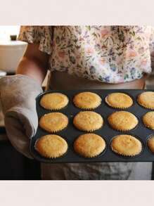 DeTODO Tray Mold For 12 Cupcakes Muffins Non-Stick Pastry - Xám - Xem 7