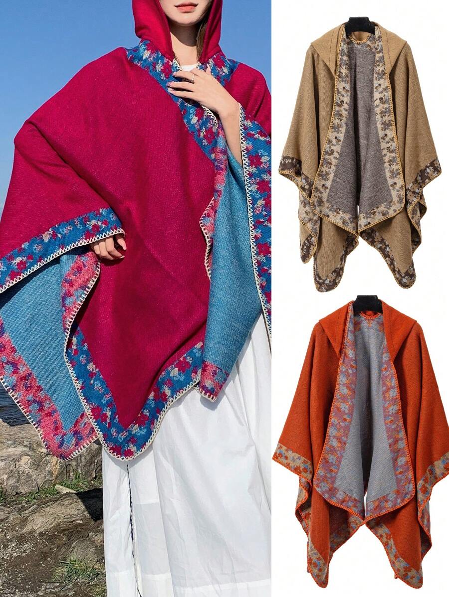 女式花卉印花披肩,四季百搭的春夏秋冬披肩 - 粉色 - 查看 1