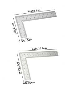 1pc Mini Stainless Steel L-shaped Double Sided High Precision Scale Multifunctional Thick Corner Square With Leather Design - Silver - View 3