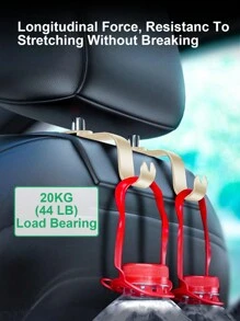 4入組汽車座椅頭靠掛鉤,高韌性ABS材質輕便和耐用,設計適用於懸掛收納盒子,背包,雜貨店包,,適用於全部車型號 - 米色 - 查看 5