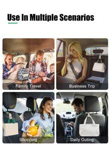 4入組汽車座椅頭靠掛鉤,高韌性ABS材質輕便和耐用,設計適用於懸掛收納盒子,背包,雜貨店包,,適用於全部車型號 - 米色 - 查看 4