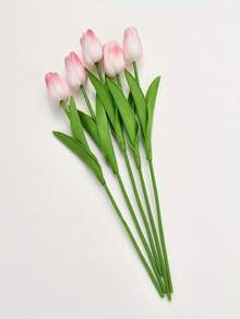 5入組人造鬱金香花卉,擁有真實觸感的花莖,適用於家居辦公室婚禮花束裝飾、秋季豐收節慶居家桌面裝飾