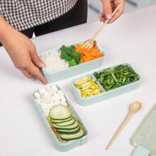 Lunch Box Topper (Green) Magma Life Bento Box With 3 Compartments, Leak Proof, Microwave Safe, Includes Spoon And Fork Capacity 900ml Lunch Box - 薄荷綠 - 查看 2