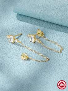 1 对奢华流苏 925 纯银耳环女士耳坠软骨精美珠宝婚礼派对周年纪念