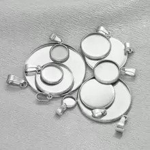 10 件/批适用于 6 8 10 12 14 16 18 20 25 30 毫米不锈钢树脂镂空凸圆形底盘镶嵌边框吊坠珠宝 DIY 珠宝配件吊坠项链