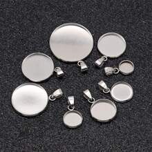 10 件/批适用于 6 8 10 12 14 16 18 20 25 30 毫米不锈钢树脂镂空凸圆形底盘镶嵌边框吊坠珠宝 DIY 珠宝配件吊坠项链