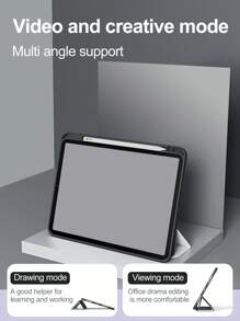 Apple 1 件纯黑色亚克力高透明度背板保护壳，防震且兼容 iPad，具有自动睡眠/唤醒功能，兼容 iPad 第 9 代/iPad 第 10 代 - 黑色 - 查看 3