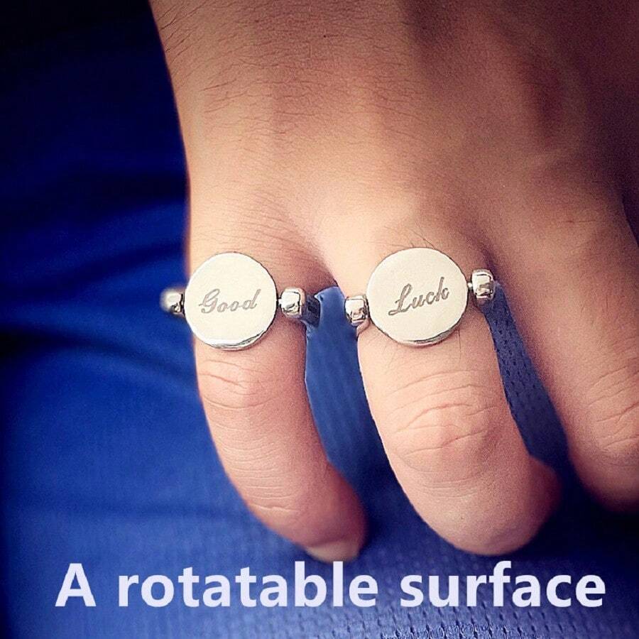 1pc Unisex Stainless Steel Rotatable Lucky Ring, Decompression Ring - Silver - View 1