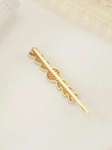 1pc Full Rhinestone-encrusted Geometric Shape Hair Clip, Fashionable And Versatile For Women's Daily Commute - Gold - View 4
