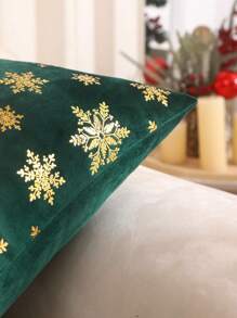 Miater 1 件絲絨金色印花聖誕枕套 - 橄欖綠 - 查看 4