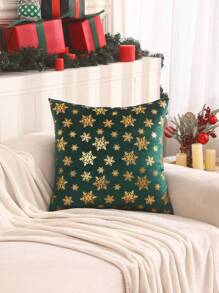 Miater 1 件絲絨金色印花聖誕枕套 - 橄欖綠 - 查看 6