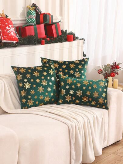 Miater 1 件絲絨金色印花聖誕枕套